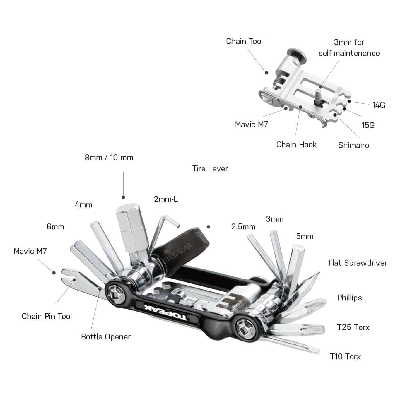 Topeak Mini 20 Pro Fahrrad-Multitool Silber 8 Topeak Mini 20 Pro Fahrrad-Multitool Silber – Bild 6
